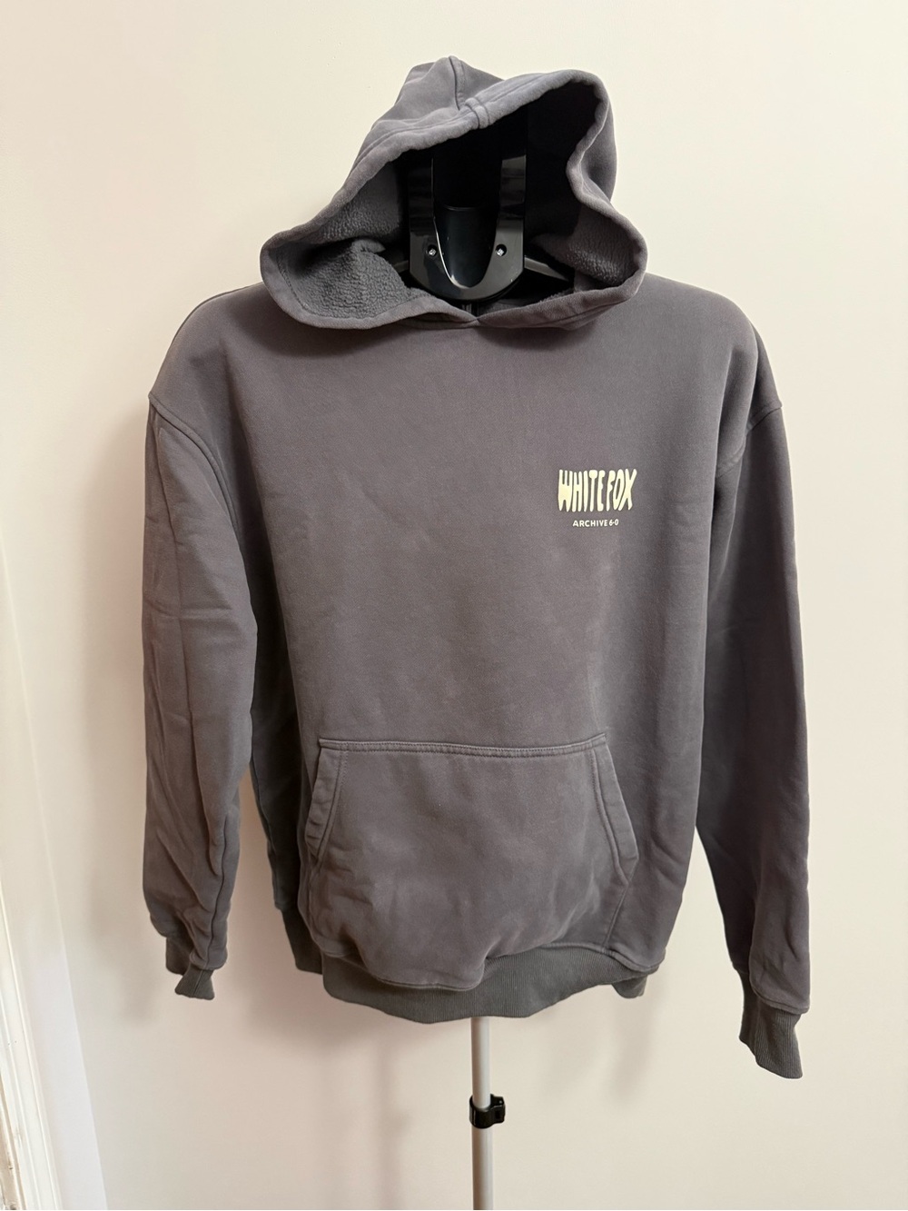 White Fox Vol 6.0 Oversized Hoodie Womens S/M Gray 3D Puffy Logo Sweatshirt